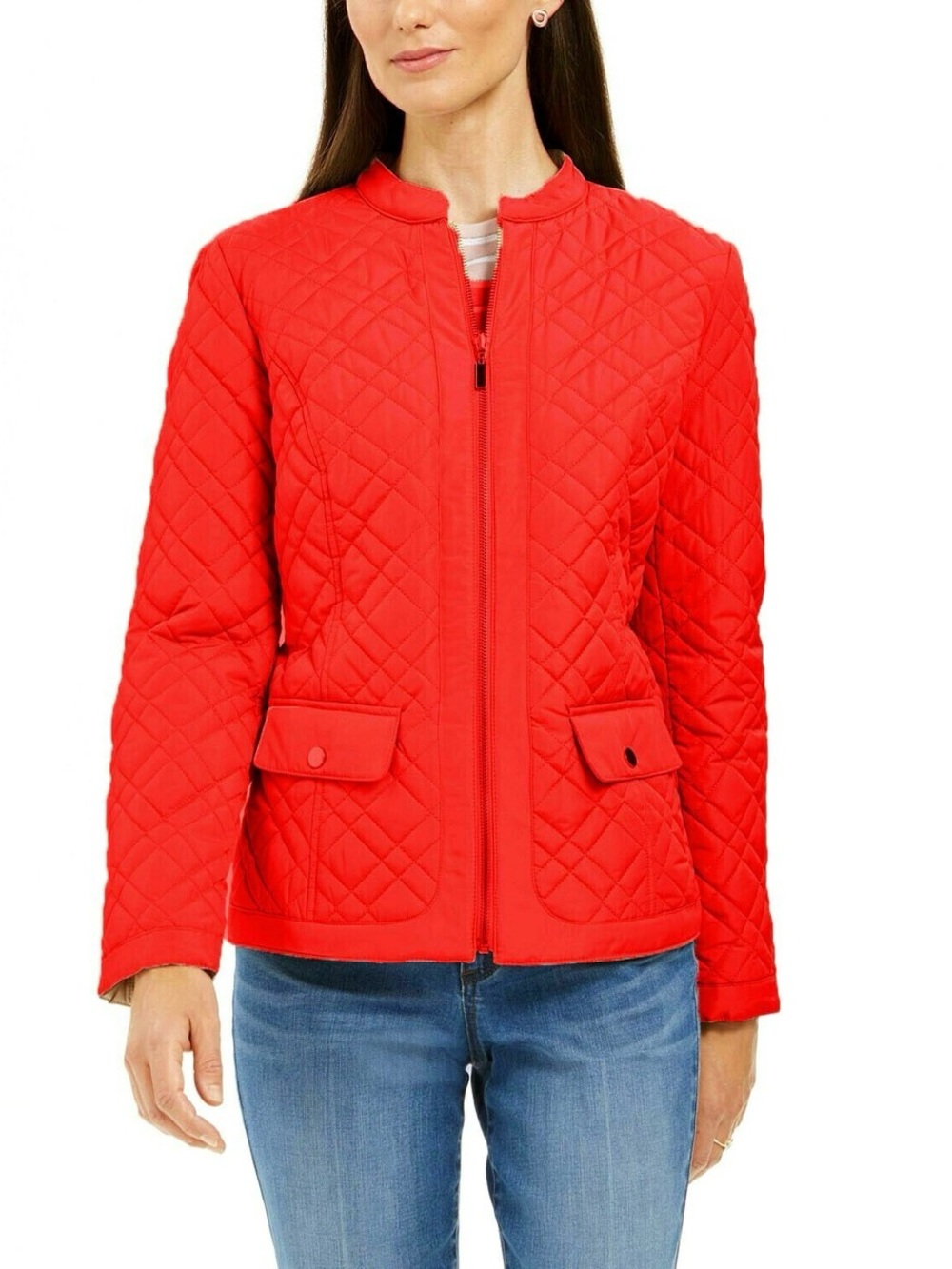 Charter Club Quilted Red Zip-Up Jacket Sz PL